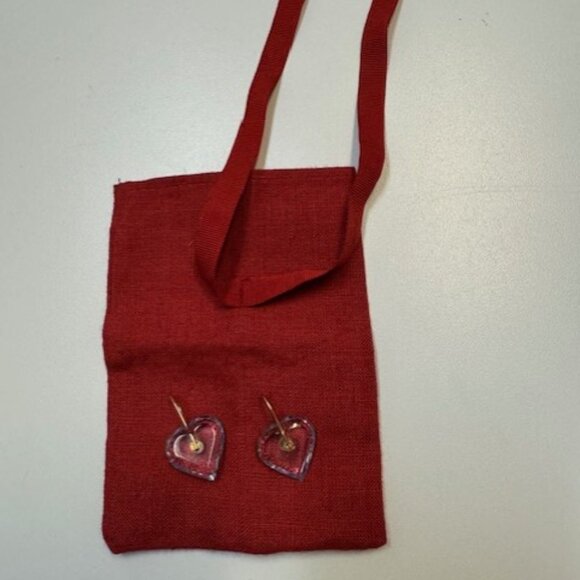 Baccarat Crystal Heart Earrings 18K Gold a la folie light blue French France - Picture 4 of 4